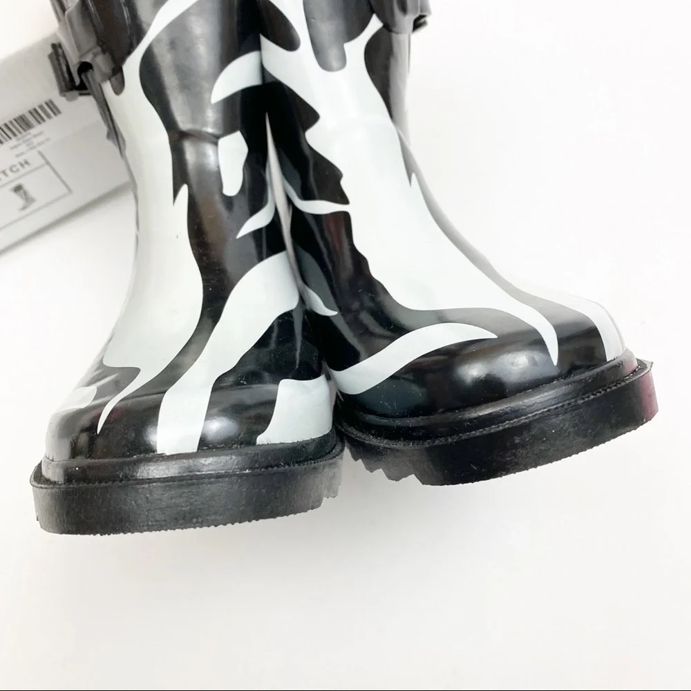Coco Jumbo Girls Kids Zebra Rain Boots: Black White